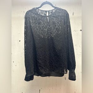 Leopard sheer blouse with blank under tank